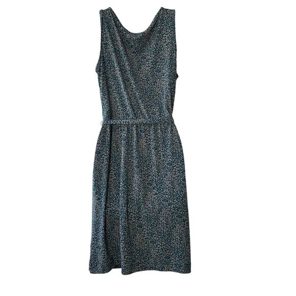 Banana Republic Green & Tan Patterned Sleeveless Cowlneck Tie Waist Dress Medium - Picture 5 of 6
